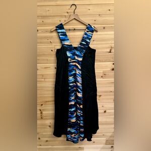 Maeve Anthropologie Size 4 V Neck Panel Tie Dye Colorblock Bar Back Maxi Dress